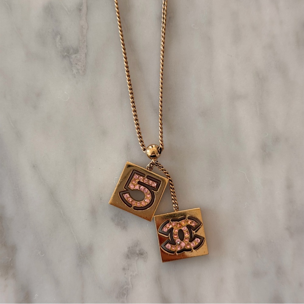 Chanel Gold Pendant with crystals Necklace